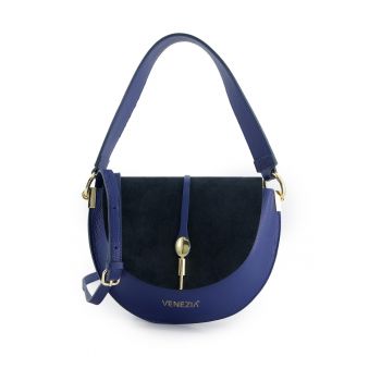 Geanta crossbody din piele intoarsa si piele naturala