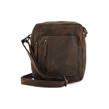 Geanta crossbody din piele naturala cu aspect uzat