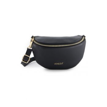 Geanta crossbody din piele naturala cu logo metalic