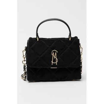 Geanta crossbody matlasata cu clapa si bareta lant