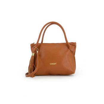 Geanta de mana din piele naturala cu bareta ajustabila si detasabila