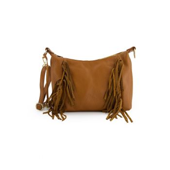 Geanta de umar din piele cu ciucuri