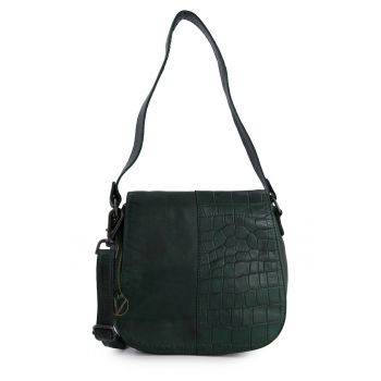 Geanta de umar din piele cu segment texturat