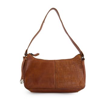 Geanta de umar din piele cu segment texturat