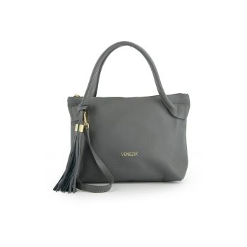 Geanta de umar din piele naturala cu accesoriu ciucure