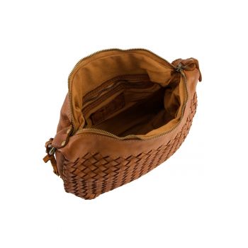 Geanta de umar din piele naturala cu design impletit