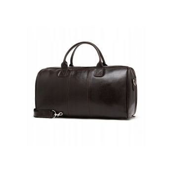 Geanta de voiaj barbati Brodrene - Piele naturala - 34x24x54 cm - Maro inchis