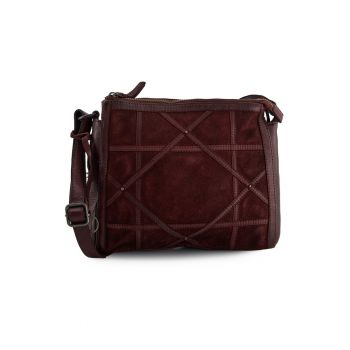 Geanta din piele cu cusaturi contrastante