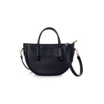 Geanta din piele ecologica cu maner si aspect granulat Elin