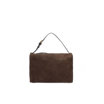 Geanta din piele intoarsa cu bareta de umar Cielia