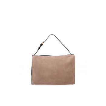 Geanta din piele intoarsa cu bareta de umar Cielia