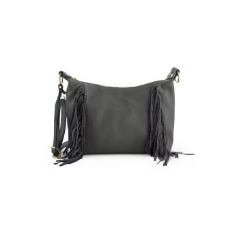 Geanta din piele naturala cu ciucuri