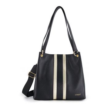 Geanta din piele naturala - neagra - 31x33x9cm