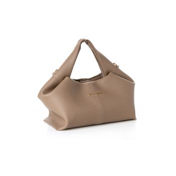 Geanta hobo din piele ecologica cu bareta detasabila - Maro taupe