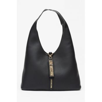 Geanta hobo din piele ecologica cu placuta logo