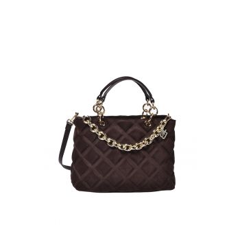 Geanta matlasata din piele cu bareta de umar