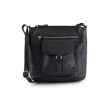 Geanta messenger din piele cu buzunare multiple