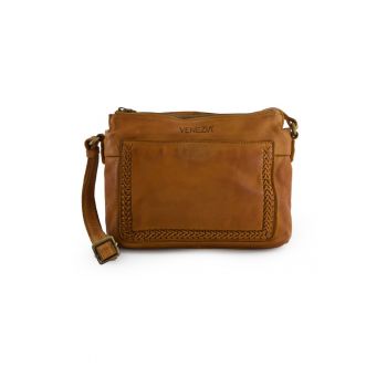Geanta messenger din piele cu doua compartimente