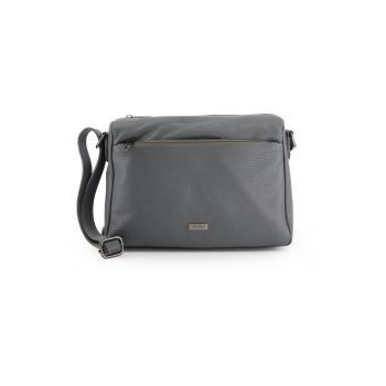 Geanta messenger din piele naturala cu buzunar frontal