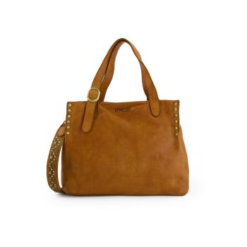 Geanta shopper din piele cu bareta detasabila si strasuri