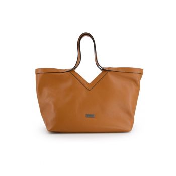 Geanta shopper din piele cu buzunare interioare