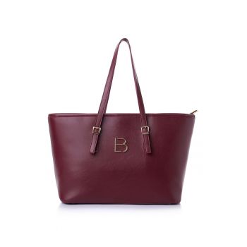 Geanta shopper  din piele ecologică cu logo metalic