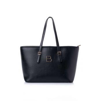 Geanta shopper  din piele ecologică cu logo metalic