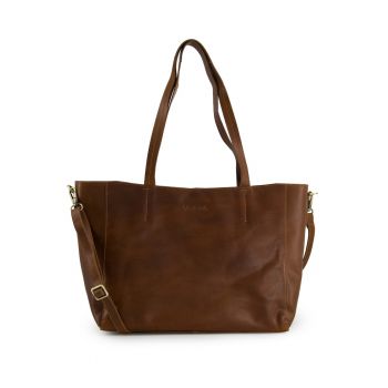 Geanta shopper din piele naturala cu curea detasabila