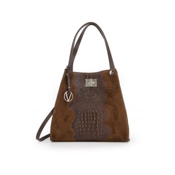 Geanta shopper din piele naturala si piele intoarsa