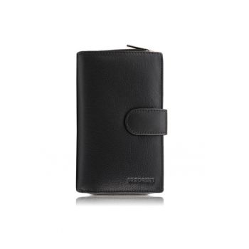 Portofel de dama piele - poseta Brodrene - G-12 MN - rfid - suport card - negru