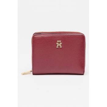 Portofel de piele ecologica cu fermoar si logo metalic