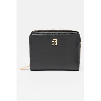 Portofel de piele ecologica cu fermoar si logo metalic