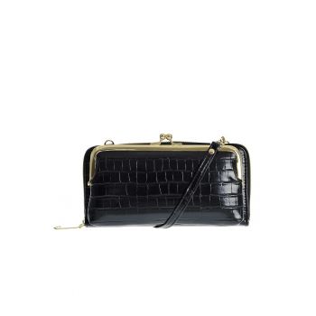 Portofel negru cu model animal print