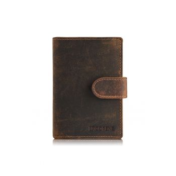 Portofel pentru barbati - Brodrene - Piele ecologica - Maro
