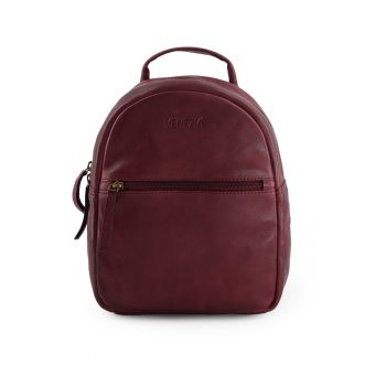 Rucsac din piele cu buzunar frontal cu fermoar