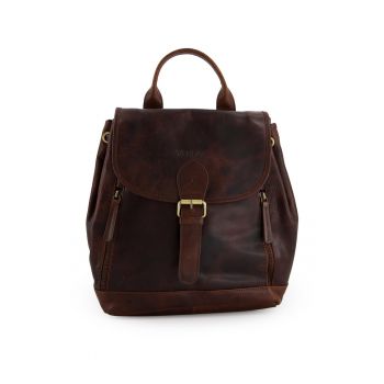 Rucsac din piele cu buzunare exterioare