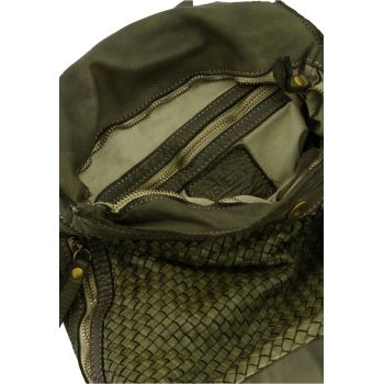 Rucsac din piele cu buzunare exterioare