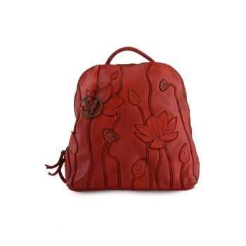 Rucsac din piele cu motive florale