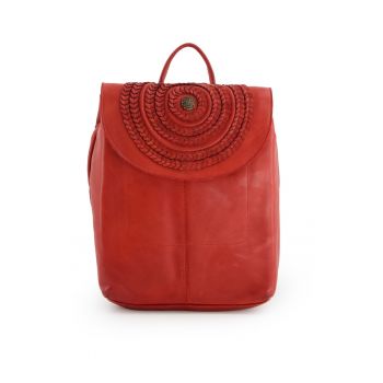 Rucsac din piele naturala cu buzunare exterioare