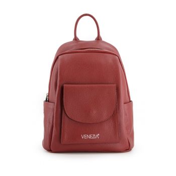 Rucsac din piele naturala cu un buzunar exterior cu clapeta