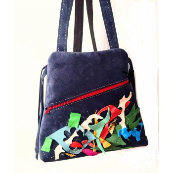 Rucsac multicolor din piele naturala ,unicat