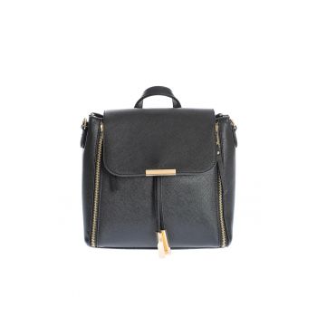 Rucsac negru cu fermoare decorative