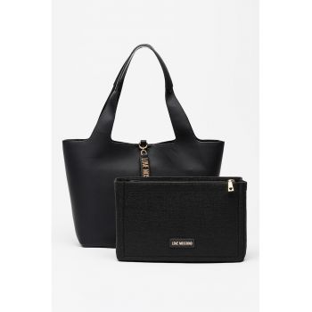 Set de geanta tote din piele ecologica si etui