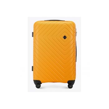 Set trolere  ABS - 3 piese - portocalie - cu roti si maner telescopic