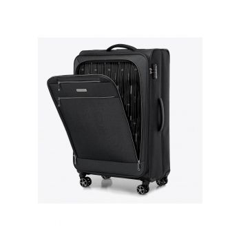 Troler mare  poliester - extensibil - 4 roti - negru - 100x50x30cm