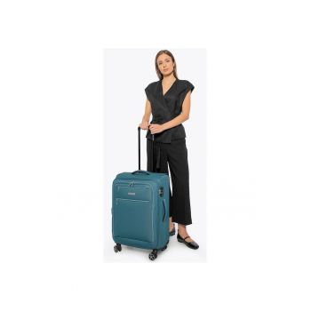 Troler mediu  poliester - extensibil 4cm - 4 roti - albastru marin