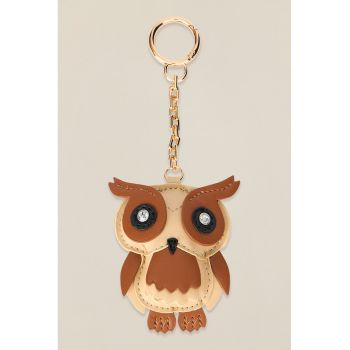 Breloc de piele ecologica cu model bufnita