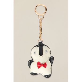 Breloc de piele ecologica cu model pinguin