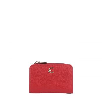 C-me rfid grained leather wallet scarlet