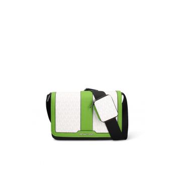Geanta crossbody cu clapa si monograma